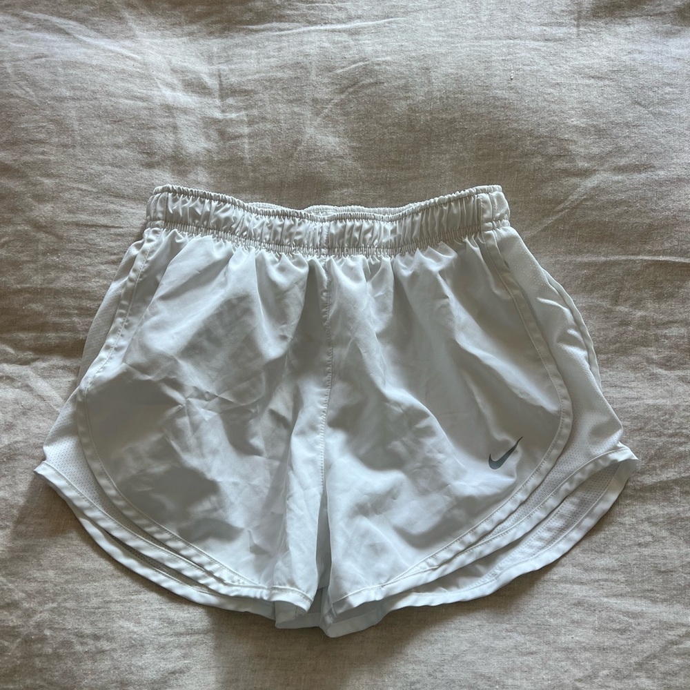 White Nike Dry Fit Running Shorts